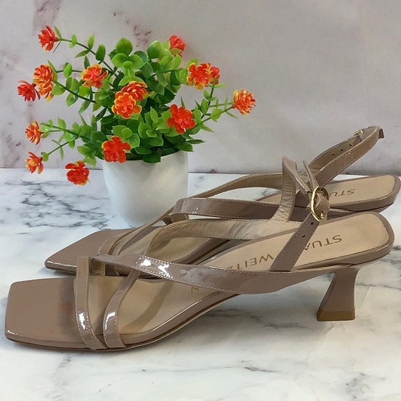 Stuart Weitzman Woman's Sandal - Neutral Color Adjustable Ankle Strap 7.5